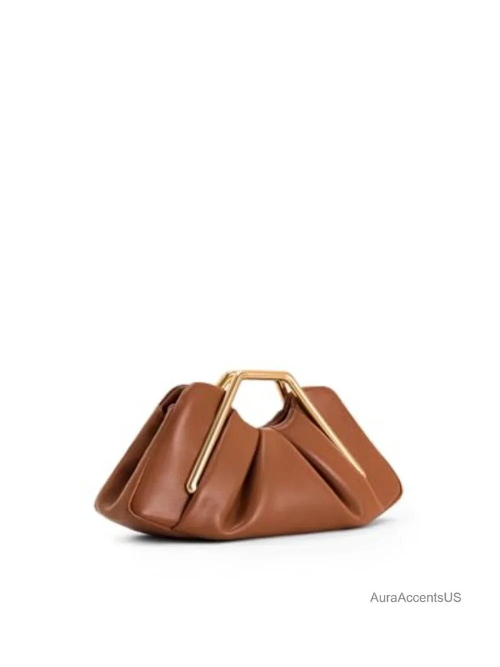 Vegan Leather Gold Hardware Frame Clutch Wristlet Tassel Bag